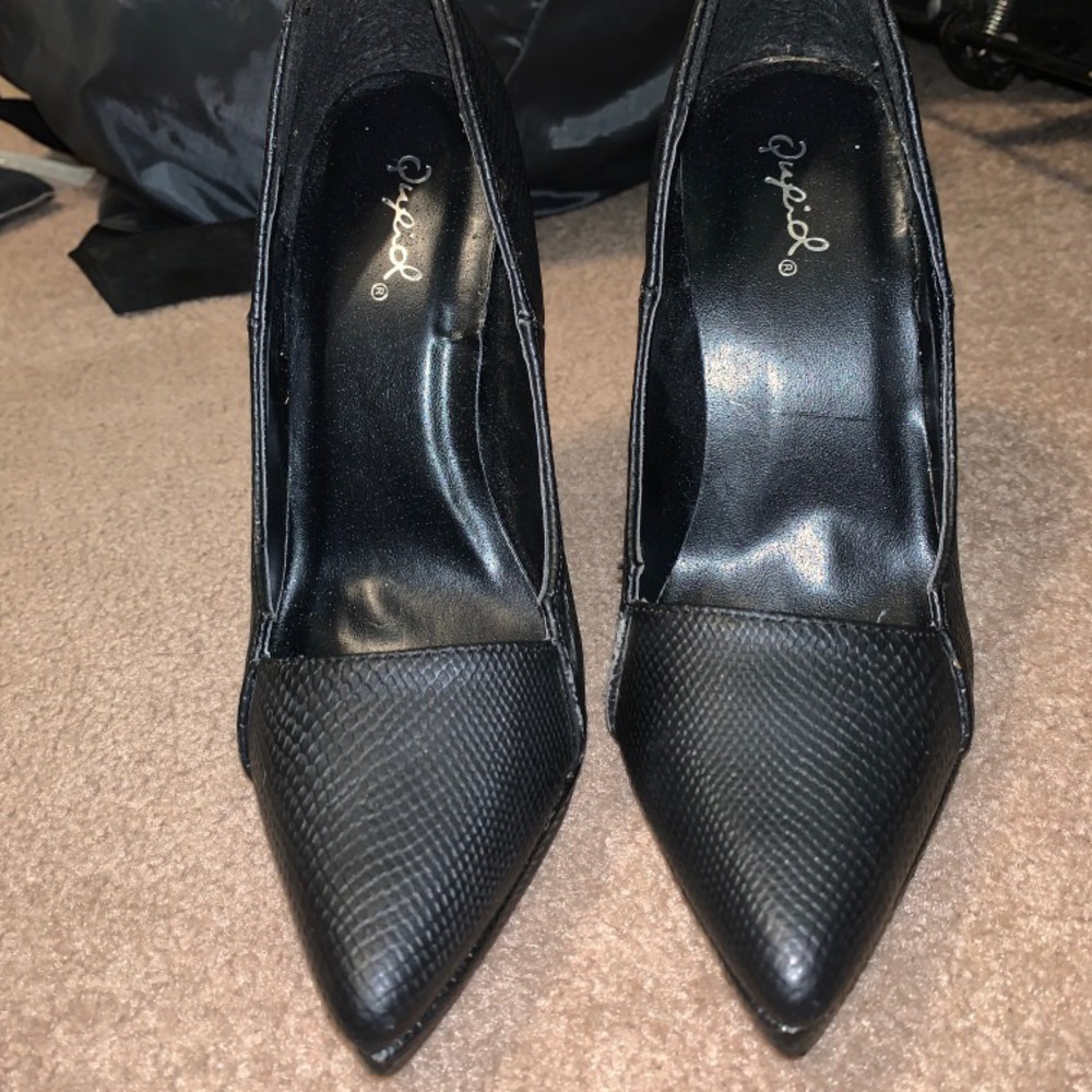 Black Snakeskin Prints Stiletto High Heel Pumps Pointed Toe Party Shoes